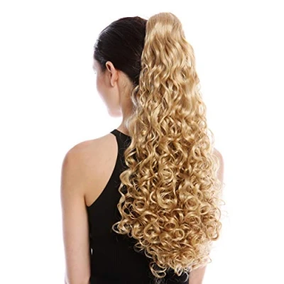 Image de WIG ME UP 9563B V 24B Postiche couette queue de cheval longue volumineuse très bouclée blond doré 60 cm