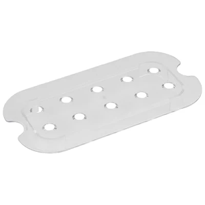 Image de APS 82009 GN Égouttoir à vaisselle en polycarbonate pour récipients Gastronorm compatible avec 1/4 Dimensions : 20,6 x 10,8 cm, hauteur 2 cm