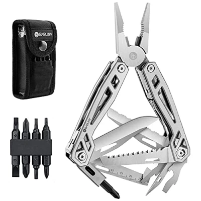 Image de BIBURY Pince Multifonction, Camping Multitools en Acier inoxydable, Outil de Poche avec Couteau, Saw, Tournevis, Multi Tool Couteau Suisse pour Survie Réparation Flash