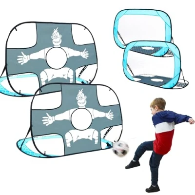 Image de LittleTom 2 en 1 Cage de Foot Enfant Exterieur 125x80 Pop Up But avec Bache Precision Football Entrainement Interieur