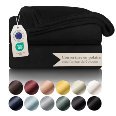 Image de Blumtal Couverture Polaire 220 x 240 Plaid Noir Certifié Oeko TEX®, pour Canapé Epaisse, Moelleuse, Douce Et Chaude Haute Qualité
