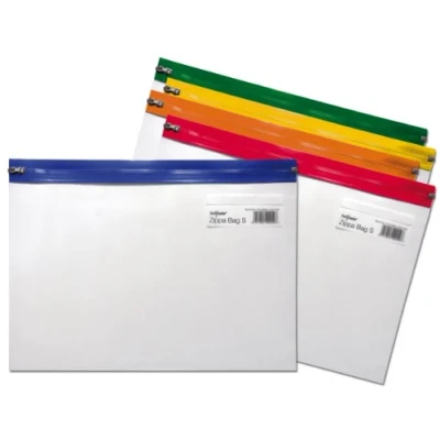 Image de SnopakeA4 Plus 405x260mm Zippa Bag &#039;S&#039; with Zip Strips Transparent/ Assorted (Pack of 5)
