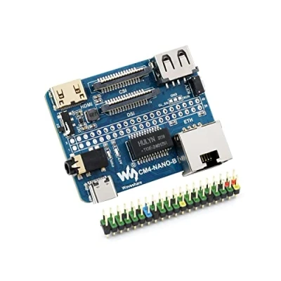 Image de Nano Base Board (B) pour Raspberry Pi Compute Module 4, Même Taille Que CM4, avec Standard CM4 Socket, 40PIN GPIO, Gigabit Ethernet, USB2.0, DSI, CSI, HDMI, 3.5mm Audio Jack etc.