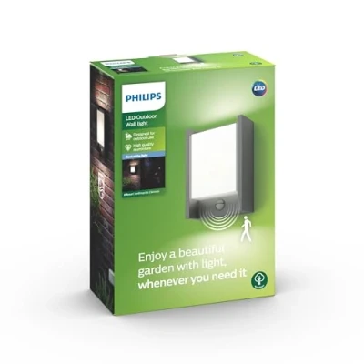 Image de Philips luminaire extérieur LED applique avec détecteur de mouvement Arbour anthracite lumière blanc froid, intégrée 6W