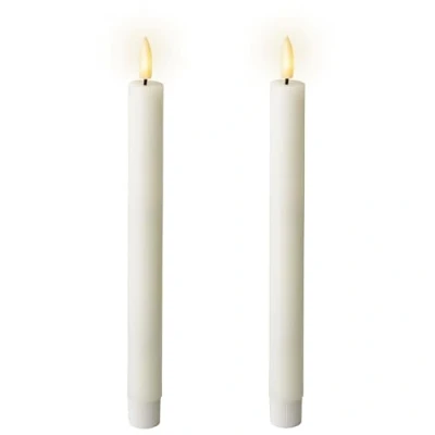 Image de Lumineo Lot de 2 Bougies LED avec fonction minuterie 24 cm en cire véritable Fonctionne piles Effet flamme vacillante rustique Blanc chaud