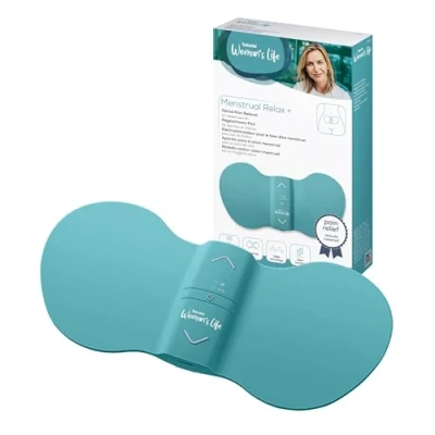 Image de Beurer EM 55 Menstrual Relax+, contre les douleurs menstruelles et dues à l&#039;endométriose, fonction TENS chaleur, avec batterie rechargeable, surface de chaleur plus grande, turquoise