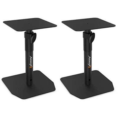Image de Audibax Neo STM 20 Stand haut Parleur de Bureau Support pour Moniteur Studio Réglable en Hauteur 30 37 cm Base Acier Robuste une Compatibilité Universelle avec les Parleurs HiFi