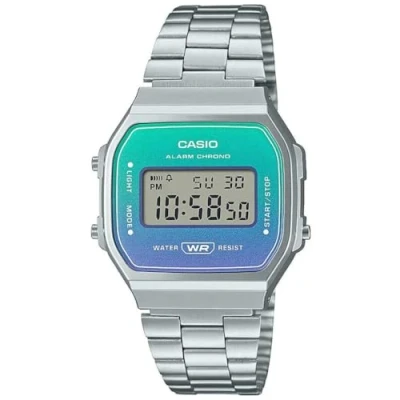 Image de Casio Montre Quartz Unisexe 37.00mm avec Cadran Deux Tons Digitale et Bracelet en Acier Argent A168WER 2AEF