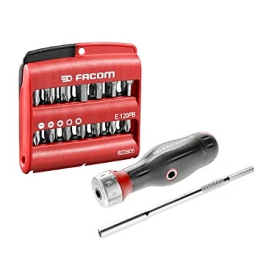 Image de FACOM Composition de Tournevis 3 en 1 Protwist et Jeu Mixte 28 Embouts Manche Ergonomique Bi Matière Cliquet 45 Dents Grande Qualité ATCL.2A2PB