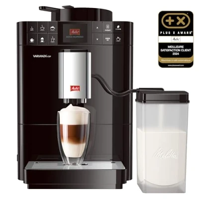 Image de Melitta Varianza CSP Noire, Machine à Café Grain avec Broyeur, Système One Touch, Fonction My Bean Select, Mode 1 2 Tasses, Automatique, Écran Couleur TFT, F570 102, 1450W