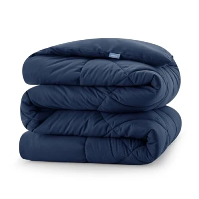 Image de CozyLux Couette Tempérée 140x200 cm pour Lit 1 Personne, Édredon 300GSM 4 Saisons, Couverture en Microfibre Hiver et Automne, Chaud, Lavable Machine, 140 x 200, Bleu Marine