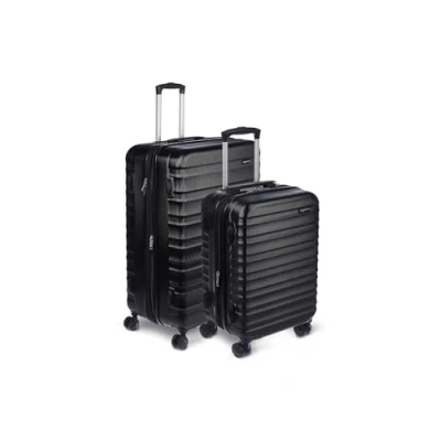 Image de Amazon Basics Lot de 2 valises rigides noires en ABS à 4 roulettes, 55, 78 cm