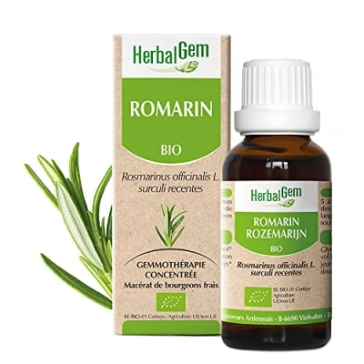 Image de Herbalgem Romarin Bio Complément Alimentaire Extrait De Bourgeon Frais Pour Digestion, Drainage, Détox 30 ml