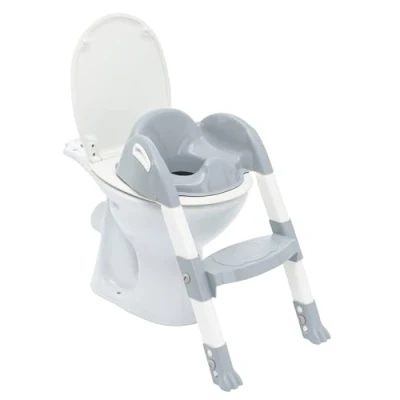 Image de THERMOBABY Réducteur WC Enfant Kiddyloo Astucieux, Ludique &amp; Hygiénique Pieds Réglables Marche Antidérapante Pliage Compact À Partir De 18 Mois Fabriqué En France Gris Charme