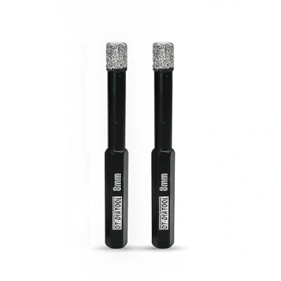 Image de DT DIATOOL Forets Diamant Sec à Queue Hexagonale 2 Pièces 8mm Brasé Sous Vide Scie Cloche pour Tuile Céramique Marbre Granit