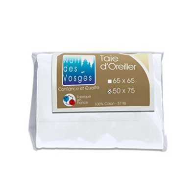 Image de Nuit des Vosges 2094619 Cotoval Taie d&#039;Oreiller Uni Coton Blanc 50 x 75 cm
