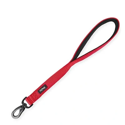 Image de Hyhug Laisse Courte en Nylon Robuste 45CM avec poignée rembourrée Confort pour Chiens de Grande Taille, garçons et Filles Taille Moyenne Formation Quotidienne. (Noir)