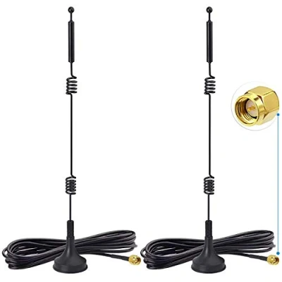 Image de Bingfu Antenne WiFi SMA Mâle Base Magnétique Double Bande 2,4 GHz 5 5,8 9dBi (Paquet de 2) pour Caméra Sécurité Vidéo sans Fil Enregistreur Surveillance Camion Remorque Vue Arrière