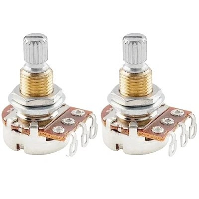 Image de Musiclily Pro Filetage Laiton Mini Taille Métrique Split Shaft Control Pots B25K Potentiomètres Linear Taper pour Guitare (Lot de 2)