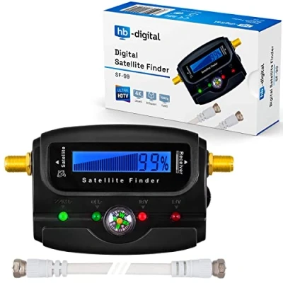 Image de SATFINDER HB DIGITAL avec affichage LCD boussole et son+câble de connexion F+notice en allemand+connecteurs plaqués or pour régler votre antenne satellite horizontal /vertical 22 kHz
