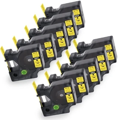 Image de Molabel 45018 ruban d&#039;étiquettes 12 mm x 7 m compatible Dymo D1 jaune S0720580, en remplacement du Noir sur pour LabelManager 160 210D 260P 280 360D 420