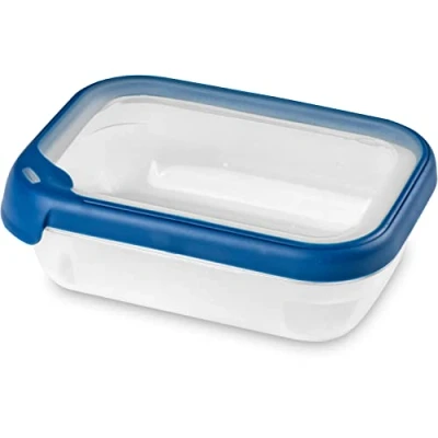 Image de CURVER Boîte alimentaire rectangulaire multi usage 1,2L en polypropylène 100% recyclé, 20x15x6,5 cm, adapté au Micro Ondes, Lave Vaisselle, Congélateur bleu, pour la cuisine
