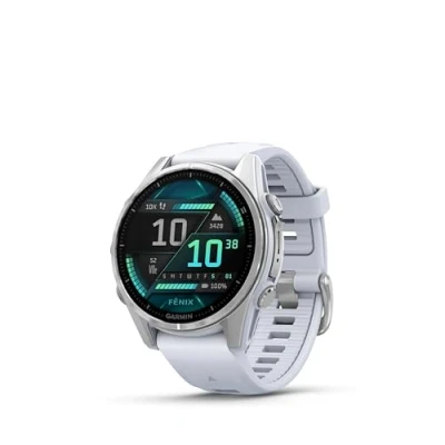 Image de Garmin fēnix® 8 Montre GPS Multisports AMOLED Silver avec Bracelet en Silicone Blanc 43 mm