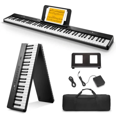 Image de Donner DP 10 clavier de piano portable 88 touches pour débutant, pliable Bluetooth avec pédale, sac piano, noir