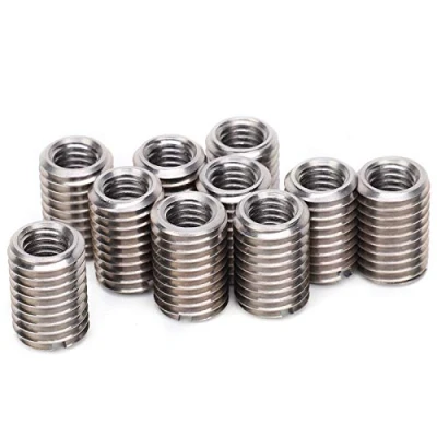 Image de 10 Pièces Inserts de Filetage, écrou Réducteur Manchon Réparation en Acier Inoxydable M8 Femelle et Conversion Filetage Mâle M12