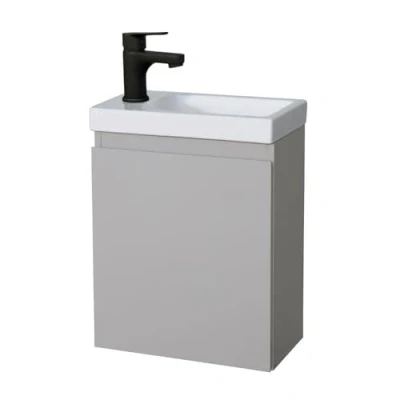 Image de Meuble Lave Mains Lisa Gris Sable + Robinet Noir