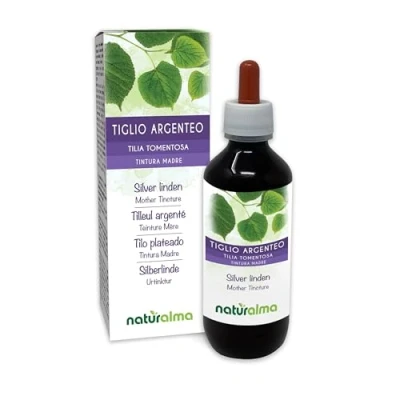 Image de Tilleul argenté (Tilia tomentosa) fleurs et bractées (feuilles) Teinture Mère sans alcool Naturalma Extrait liquide gouttes 200 ml Complément alimentaire Végétalien ou végan