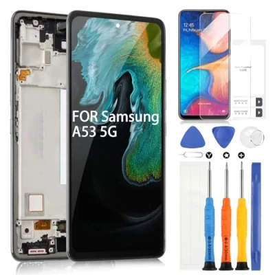 Image de Écran LCD OLED pour Samsung Galaxy A53 5G SM A536B A536U A536E Digitizer Touch Screen Assembly avec outils (noir cadre)