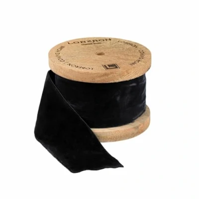 Image de Loberon Ruban de Velours Phaedra Polyester, Viscose H/Ø env. 8/13 cm Noir