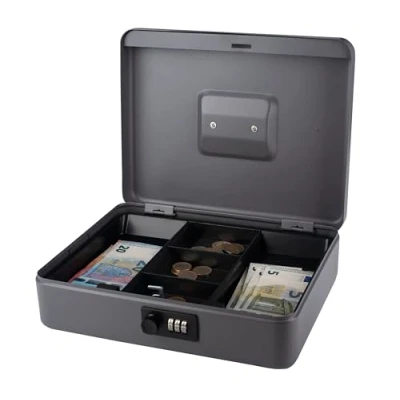 Image de PAVO 8014408 12 pouces Cash Boite avec Combination Lock Foncé Gris