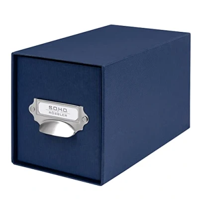 Image de Rössler Papier 1327452900 S.O.H.O. Boîte de rangement pour CD, avec étiquette inscriptible et poignée, Navy, 1 pièce