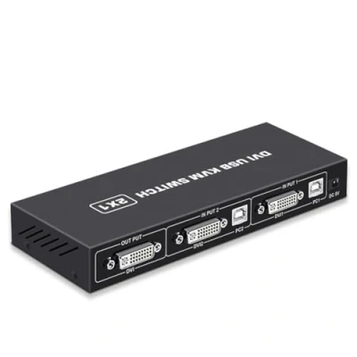 Image de Kruluuvia Commutateur DVI KVM 2 en 1 4K Deux Ordinateurs Partagés Clavier USB Souris Moniteur d&#039;impression Écran de Commutation Multifonction