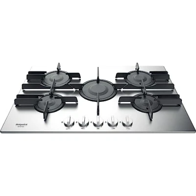 Image de Hotpoint Ariston Table de cuisson à gaz ftghl 751 d/ix/A Finition inoxydable et grilles en fonte 75 cm