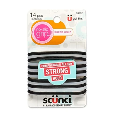 Image de Scunci No slip Grip Evolution Jelly Ponytailers, 14 Count, Colors May Vary by