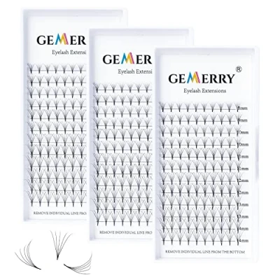Image de 3pcs 5D Cils Pré Fait Bouquet Volume Russe 0.07mm D curl, 8 14mm mix Extension de Faux Professionnel GEMERRY (5D 0.07D x3)