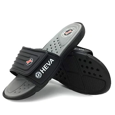 Image de HEVA Sandales Homme Mules de Plage Scratch Coulissantes Pantoufles（42 EU Frêne Noir）