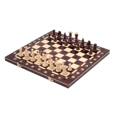 Image de Sunrise Chess &amp; Games Senator New Line Jeu d&#039;échecs Élégant Noir, Design Classique, Pièces en Bois, 42cm