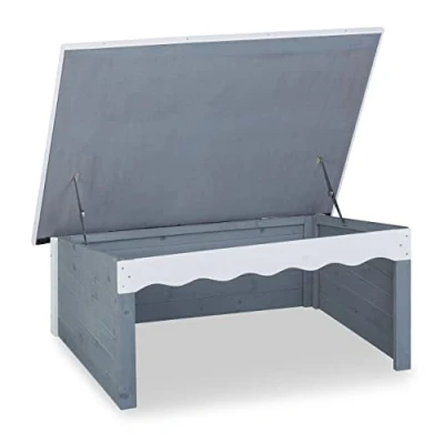 Image de Relaxdays Garage à Robot Tondeuse, Bois, Toit résistant aux intempéries, Jardin, ouvrable, HLP : 46x108x82 cm, Gris