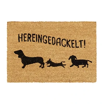 Image de relaxdays Paillasson en Fibre de Coco Hereingedackelt, Motifs Chiens, Tapis intérieurs &amp; extérieurs, 40x60 cm, Nature