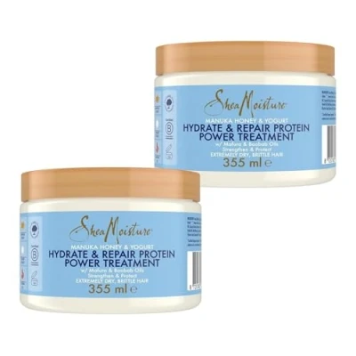 Image de SheaMoisture Traitement à base de Protéines Hydrate &amp; Repair pour les cheveux extrêmement secs et fragiles Miel Manuka Yaourt 2 x 355 ml
