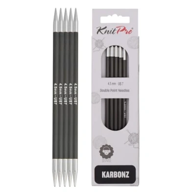 Image de KnitPro KP41114 Aiguilles Double Pointes Bois Noir/Argent 15 cm x 4,5 mm