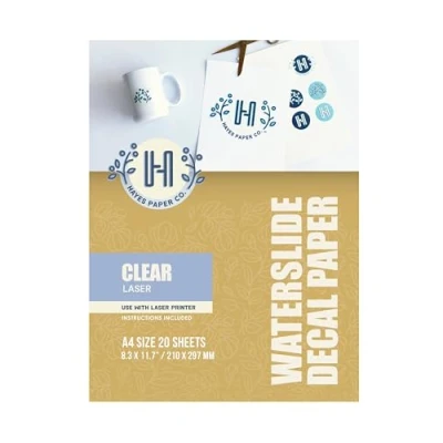 Image de Papier Hayes, Waterslide Decal, décalcomanie transparent, Laser, 20 feuilles de Premium Taille A4 Imprimables, Transfert à l’eau.