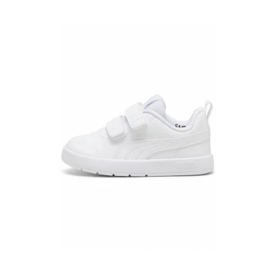 Image de Puma Courtflex V3 Chaussures de running compétition pour enfants, Taille: 27, white silver mist Imitation cuir/textile
