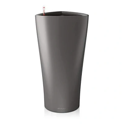 Image de Lechuza Pot de Fleurs d&#039;Interieur Premium Delta Réserve d&#039;Eau Intégrée Coloris Anthracite 30 x 56 cm