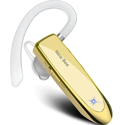 Image de New bee Main Libre Bluetooth Oreillette, Casque sans Fil avec Microphone 60 Jours en Veille Mains Libres pour iPhone Samsung, HTC, LG, Sony, PC(Or)
