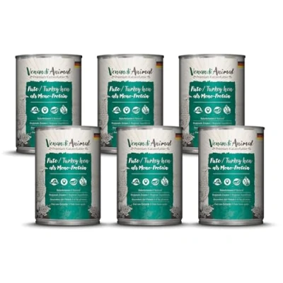 Image de Venandi Animal Pâtée Premium Pour Chats, Dinde Seule Source De Protéine, Pâtée, Sans Céréales Et À L’état Naturel, Lot 6 (6 x 400 g)